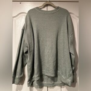 Aerie Sage Green Oversized Textured Crewneck Sweatshirt - Size L